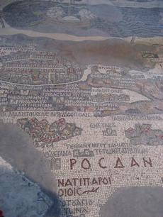 The mosaic map located in Madaba Jordan, the oldest known map of the Holyland made out of two millions of cubic coloured tiles