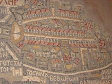 map of Jerusalem 's old city as depicted in the Madaba map