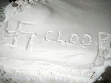 A Swastika drawn in the snow on the author's front lawn (Photo Credit: Sara McCleary)