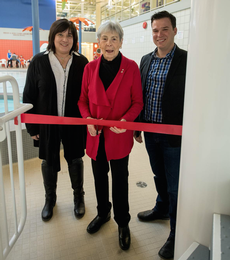 Debbie Hoffman President of the Rady JCC, Marjorie Blankstein, Matthew Narvey, President of the Asper Campus