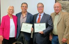 L-R: Muriel Smith - Chair Activities Former MLA group, Ab Freig, Howard Morry, Clif Evans, President, Former MLA group