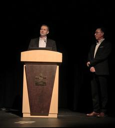 Victor Belogovsky speaking at the event