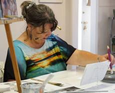 Gayle Halliwell in her studio