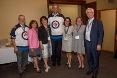 Joel Lazer (JFW Vice President), Judy Zelikovitz (Vice President, University and Local Partner Services, The Centre for Israel and Jewish Affairs (CIJA)), Ambassador Deborah Lyons (Canada’s Ambassador to Israel), The Honourable Brian Pallister (Premier, Province of Manitoba), Laurel Malkin (JFW President), Elaine Goldstine (JFW CEO), Honourable Jim Carr (MP, Winnipeg South Centre and Minister of Natural Resources)