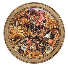 Judith Stevens: Moss, acrylic on birch board, 16” diameter