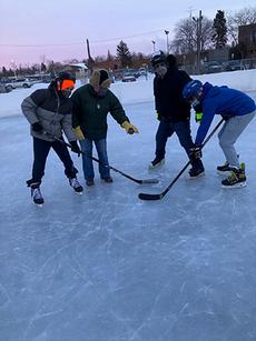 Tough Duck Puck Drop – Gray Academy students take the faceoff, as Tough Duck’s David Rich and Gavin Rich do our very first ceremonial puck drop on the rink