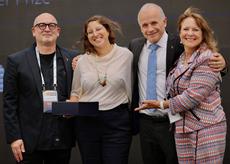 Left to right: Dr. Amnon Dekel, Dr. Jasmin Ravid, Prof. Asher Cohen, Gail Asper, O.C., O.M., LL.D.