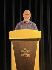 Wayne Hoffman speaking at the Berney Theatre