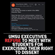 Post by Students for Justice in Palestine Showing they were angry at UMSU Exec for not meeting with them.