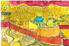 Painting of Old City of Jerusalem by Rhonda Spivak