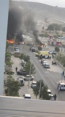 Damage seen from apartment of BGU President Professor Daniel Chamovitz